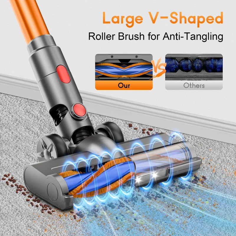 Cordless Handheld Vacuum Cleaner with Strong Suction & LED Light for Pet Hair and Carpet Cleaning