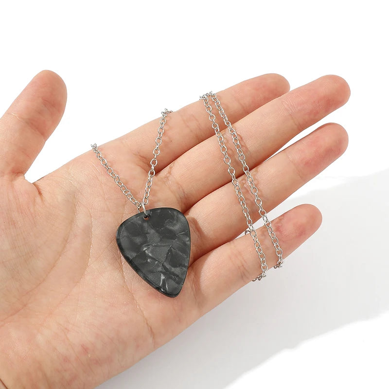 Cosplay Heart Guitar Pick Pendant Necklace Choker Halloween Accessory