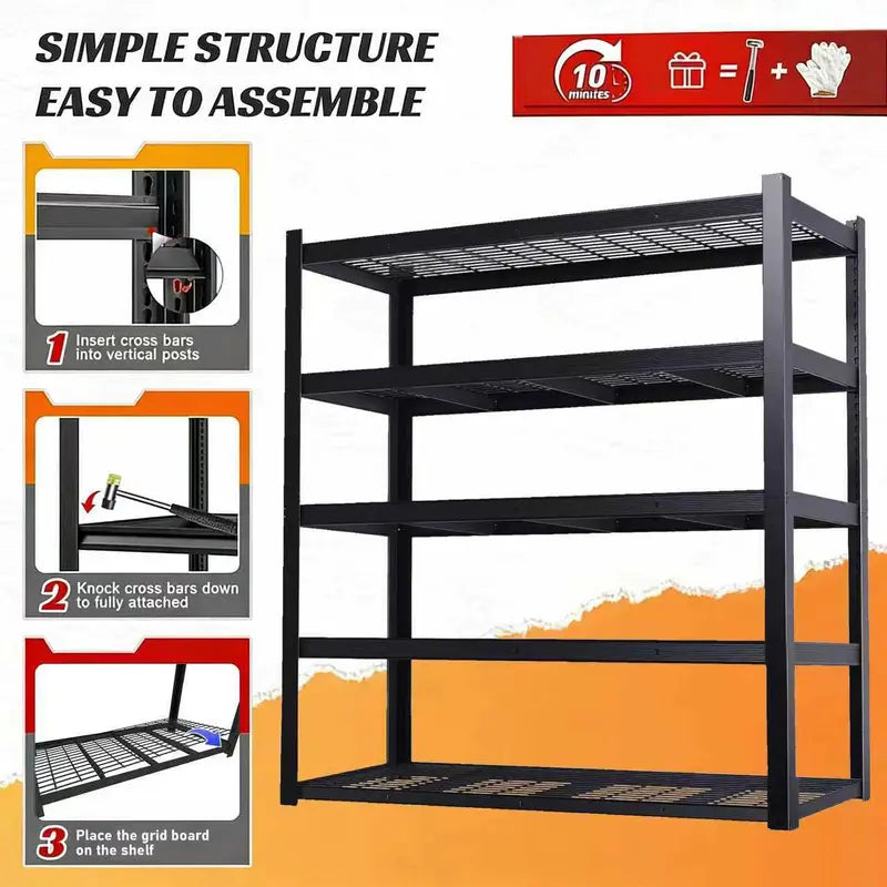 72-Inch Adjustable Double Layer Metal Shelving Rack for Warehouse Kitchen Basement