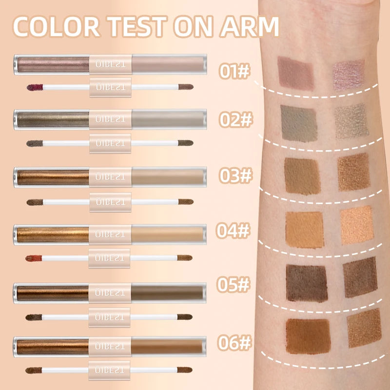 Double End Glitter Matte Eyeshadow Stick Pencil Waterproof Bicolor Makeup Tool