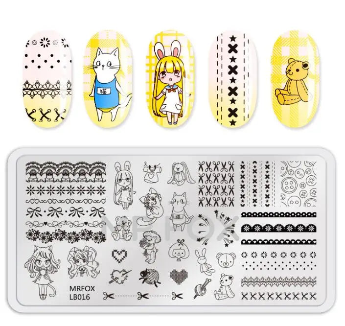Nail Art Stamping Plate Black and White Checkerboard Design for DIY Manicure