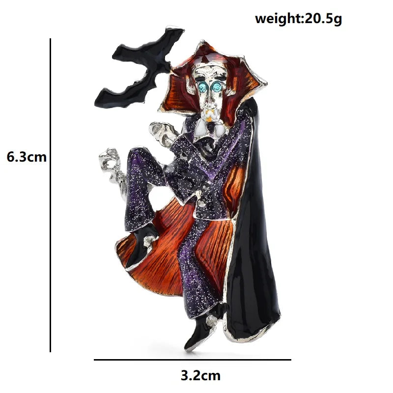 Halloween Witch Brooch Pin Enamel Vampire Badge Costume Jewelry Gift