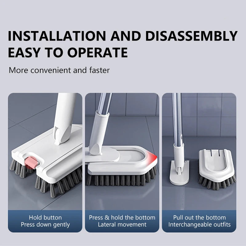 95cm Multi-Functional Bathroom Cleaning Brush with Long Handle - Removable Floor & Tile Scrubber