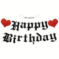 Goth Birthday Decorations Banner Halloween Funeral Party Supplies Glitter Banner
