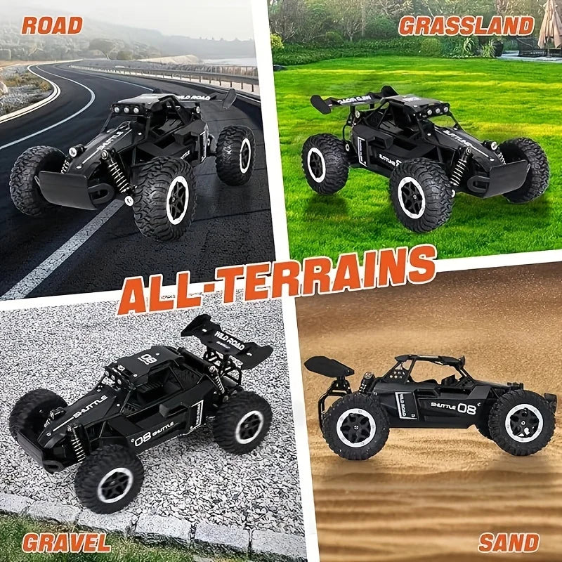 High Speed Off-Road RC Car 1:16 Alloy Buggy with LED Lights & Shock Absorbers