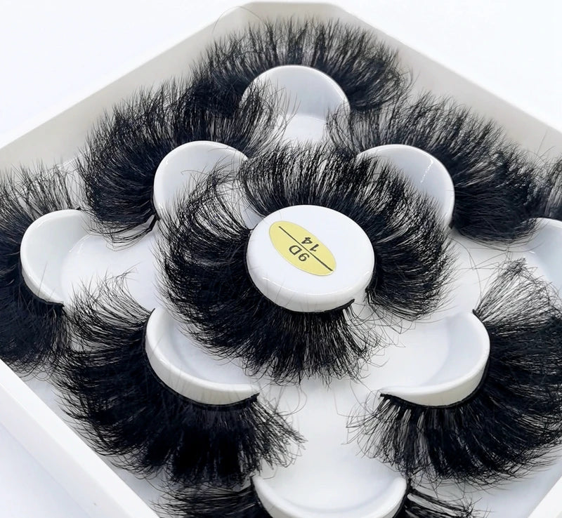 Full Strip Mink Lashes 25mm Wispy Thick Natural False Eyelash Sets