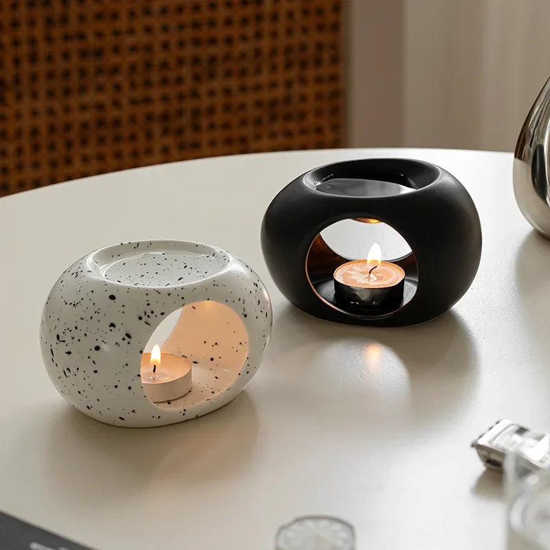 Ceramic Essential Oil Burner Candle Holder for Aromatherapy Home Spa - Multiple Colors
