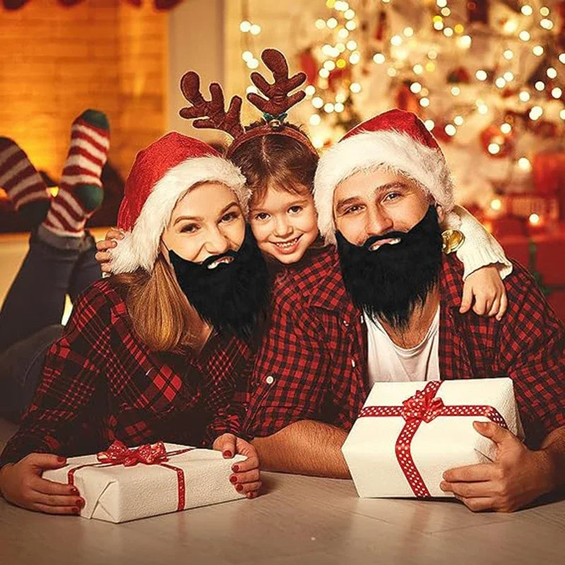 Fake Santa Beard for Costume Parties - Realistic Long White & Black Beard