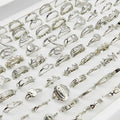 30PCS Mix Style Silver Color Pearl Finger Rings Animal Snake Leaf Party Jewelry Girl Gift