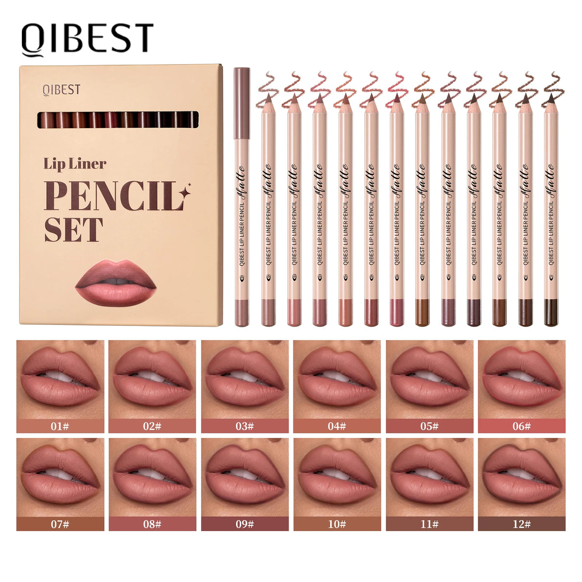 12-Color Matte Lipstick & Lipliner Set Waterproof Long Lasting Cosmetics