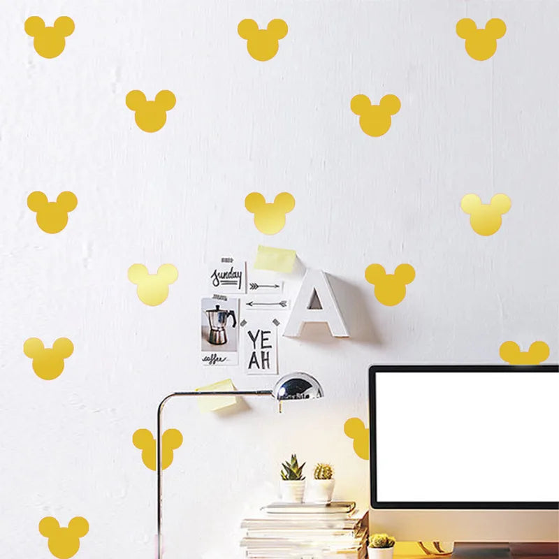 24PCS Cartoon Mouse Head Wall Decals for Kids Room & Home Decor - Removable & Waterproof
