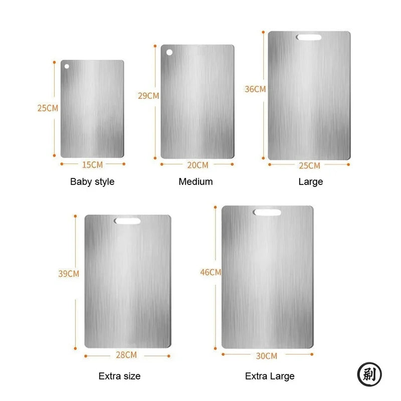 Stainless Steel Double-Sided Kitchen Cutting Board for Dough and Food Prep