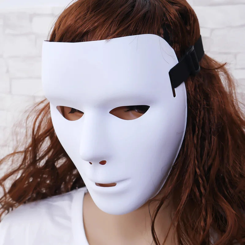 Halloween PVC White Face Mask for Parties and Cosplay - Unisex