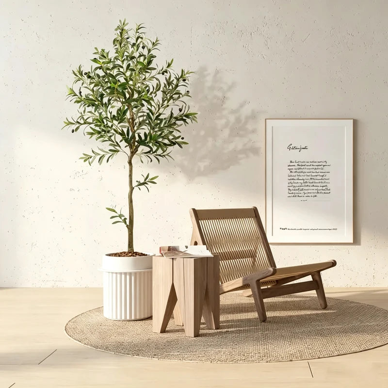 Artificial Olive Tree with Natural Wood Trunk - Lifelike Indoor Faux Tree in Various Heights