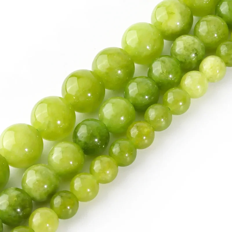Natural Peridot Chalcedony Green Jades Bead Set for Jewelry Making - 6/8/10mm