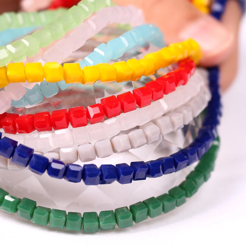 Glass Square Beads for Jewelry Making Loose Spacer Crystals 2mm-8mm | DIY Craft Supplies
