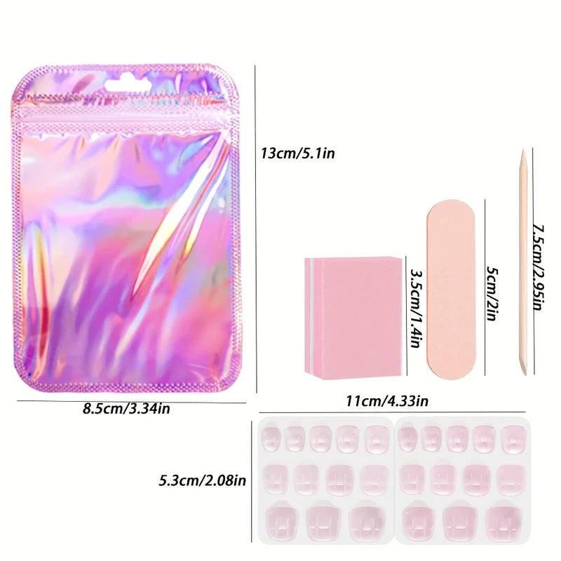 15-Piece Press-On Nail Kit with Tools and Adhesive Tabs - Manicure Set for Nail Prep