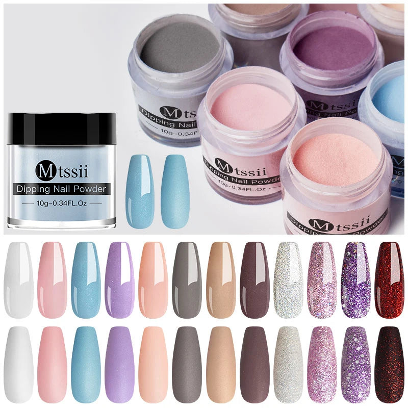 Dipping Nail Powder Set for Gradient French Nails - Nude Pink Glitter Colors