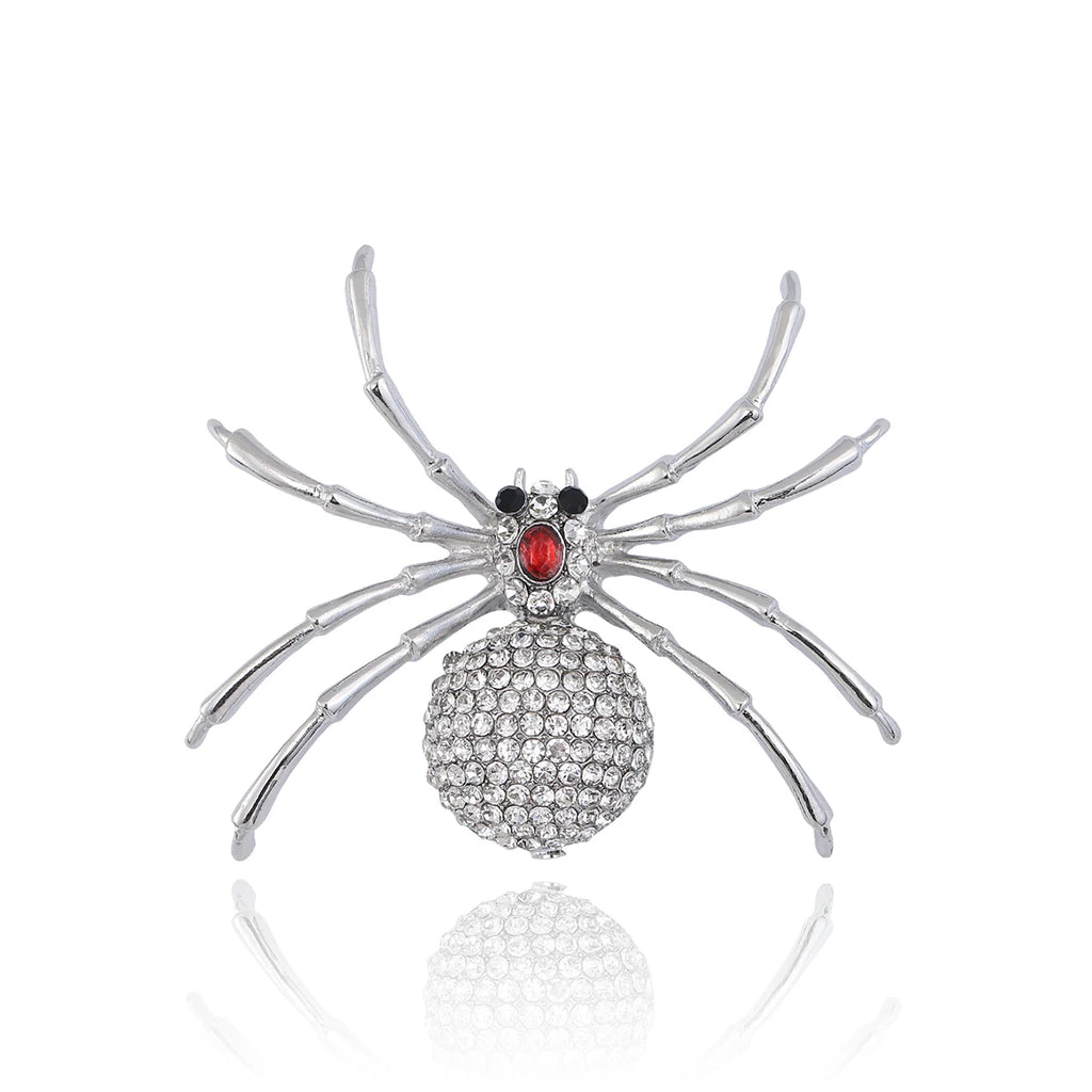 Halloween Rhinestone Spider Brooch for Women Animal Pins Party Accessories Gift