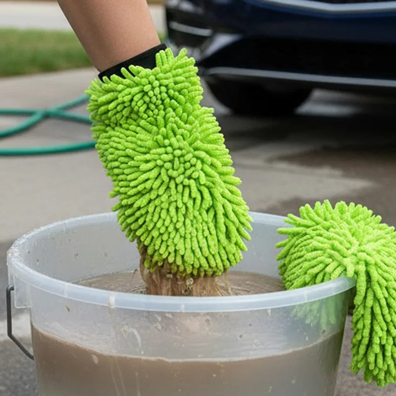 Microfiber Car Wash Gloves Scratch-Free Dual-Sided Cleaning Tool Portable Gloves