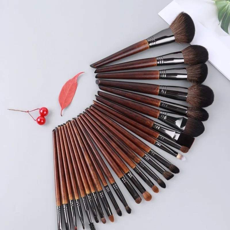 Professional Makeup Brush Set - 26 Pieces with Animal Hair for Face Eyeshadow Blush & Powder