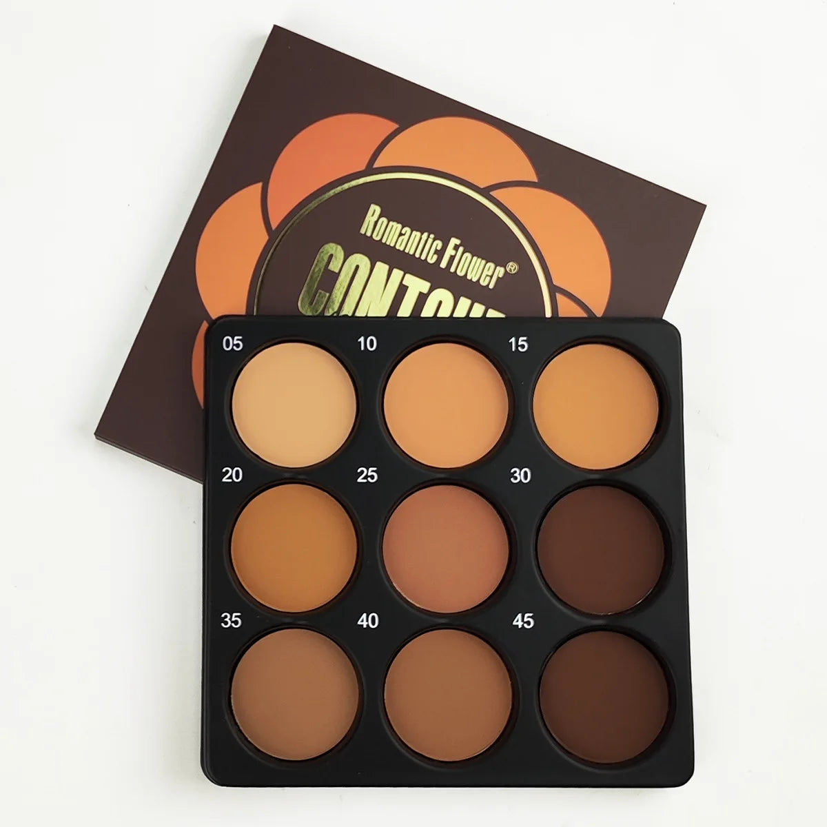 9-Color Dark Bronze Makeup Palette for Contouring & Concealing - Matte Finish with Shimmer