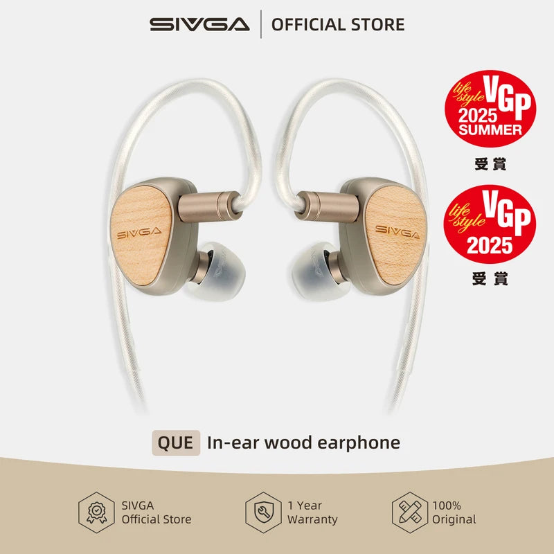 SIVGA Que 10mm Beryllium Diaphragm In-Ear Wired Earphones White Maple Wood