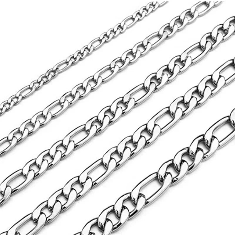 Men's Sterling Silver Chain Necklace 2MM-12MM 16-30 Inch High-End Jewelry