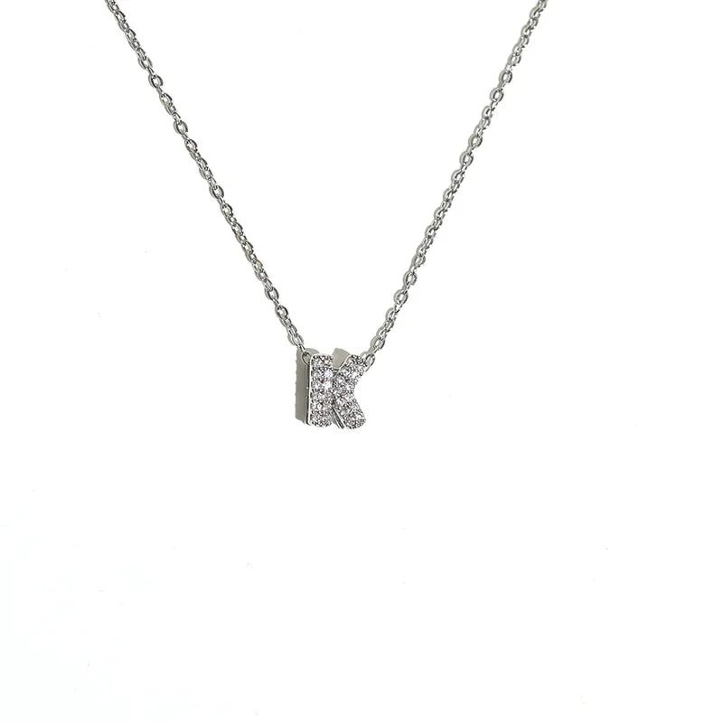Silver Bubble Letter Necklace for Women Initials Stainless Steel Chain Birthday Gift
