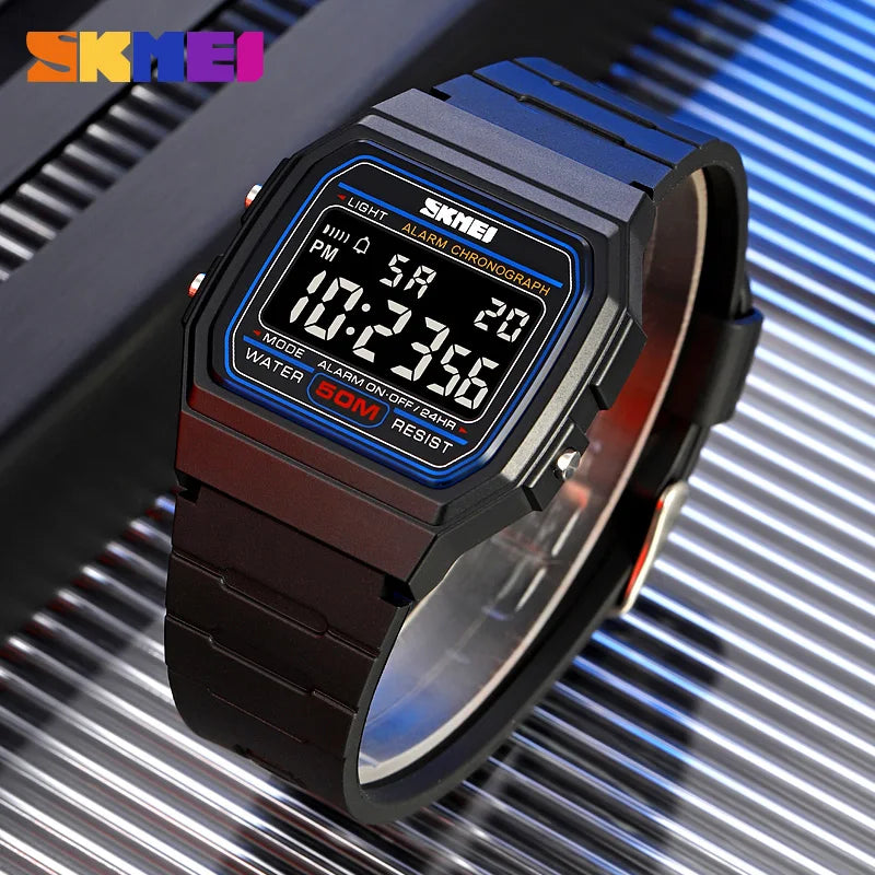 Digital Sports Watch LED Display Waterproof Unisex Military Style Timer
