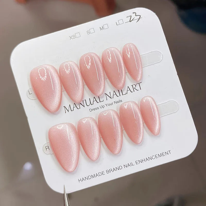 10Pc Almond Shape Cat Eye Press-On Nails with Shimmer Finish for Gifting