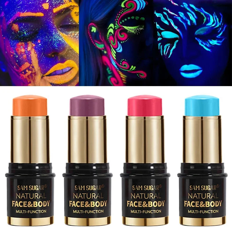 12-Color Waterproof Face & Body Paint Stick Neon Makeup Halloween Cosmeti