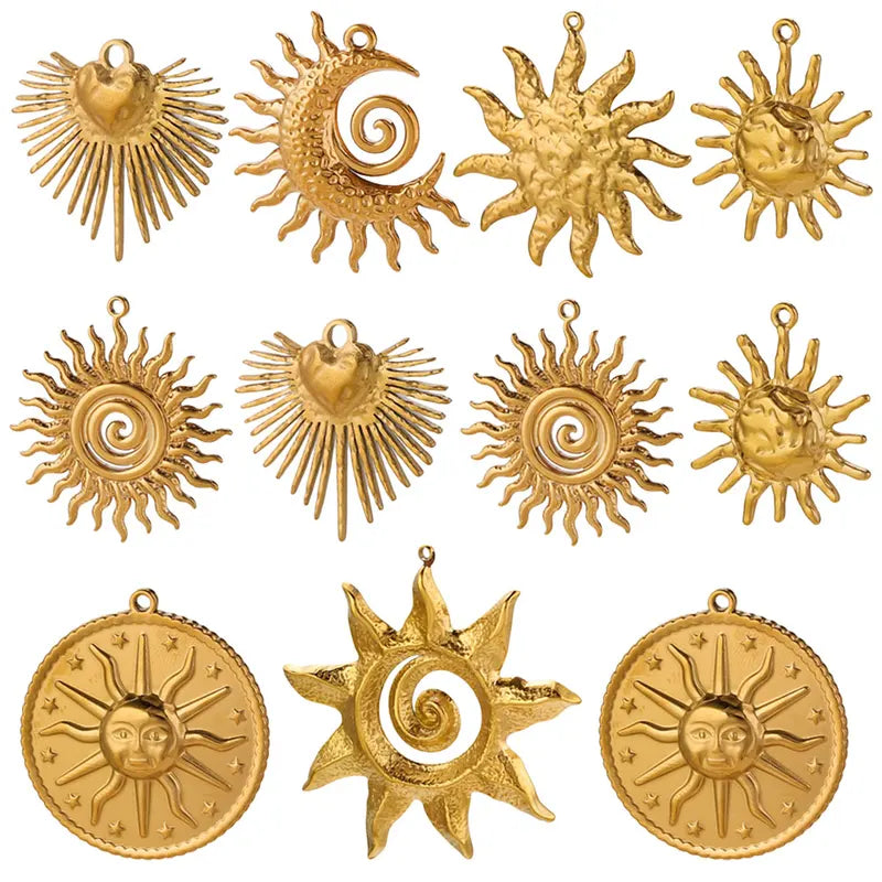 5pcs Stainless Steel Sun Moon Charms for Jewelry Making Supplies Connectors Earrings