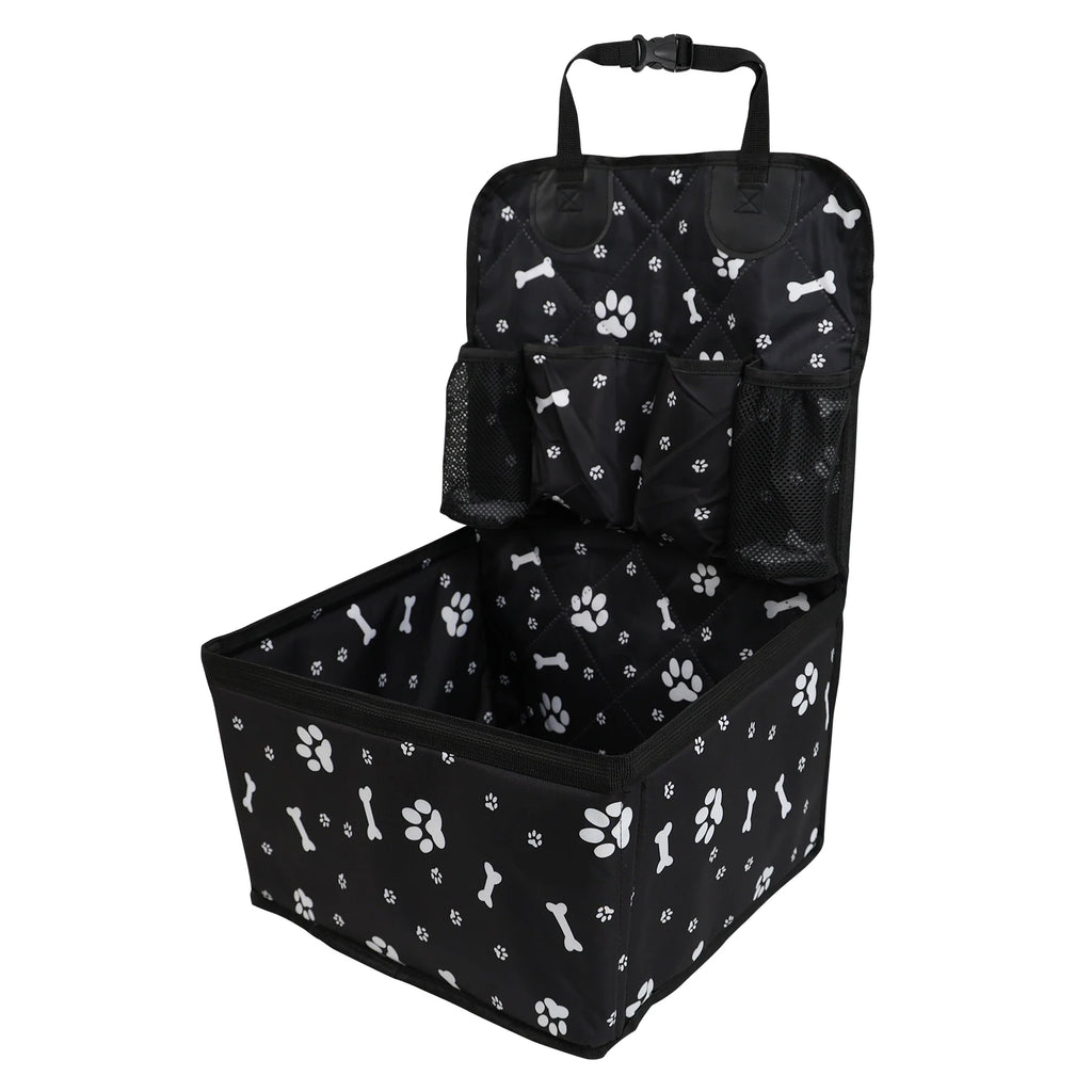 Dog Car Seat Cover with Storage Pockets Portable Travel Mat Non-Slip Safety Bag