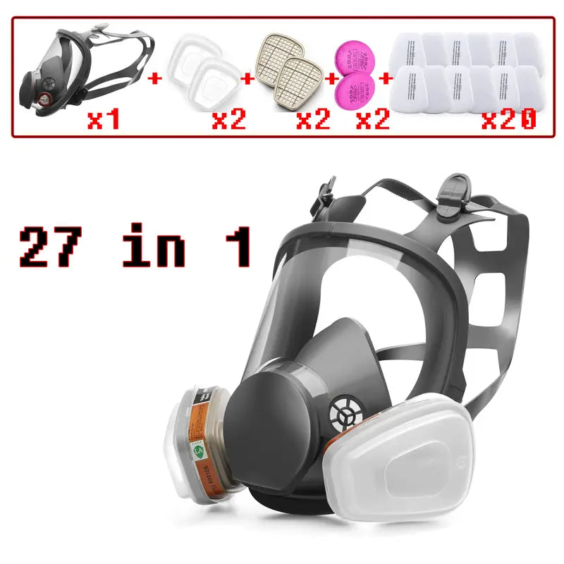 Full Face Gas Mask Respirator Large Size Reusable Dust Chemical Paint Sprayer