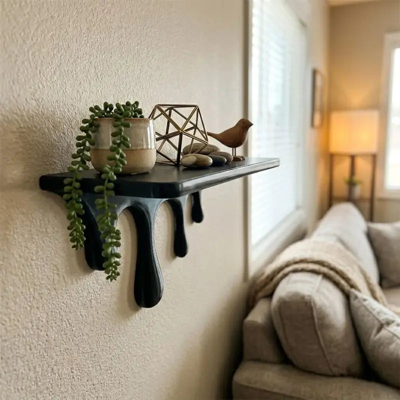 Artistic Drip Floating Wall Shelf - Irregular Shape Plastic Plant Display Stand