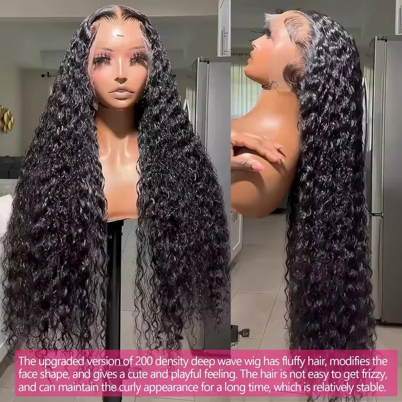 Deep Water Wave Lace Front Wigs for Black Women - Curly Human Hair, 13x6, 20-28 Inches