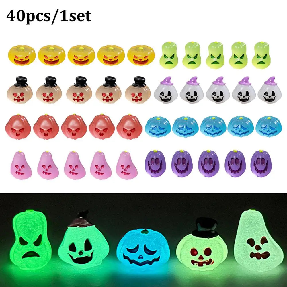 Glow in The Dark Halloween Mini Figures Set - 40 Resin Miniature Decor for Crafts & Landscaping