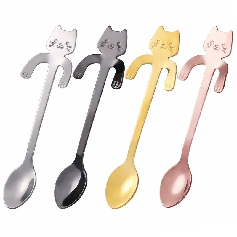 Cute Cat-Shaped Stainless Steel Coffee Spoon - Dessert & Snack Scoop
