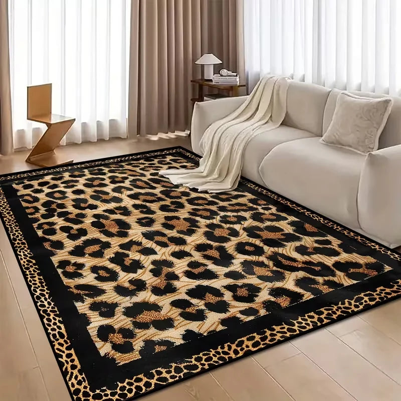 Retro Leopard Print Style Carpet for Living Room Bedroom Home Decor Floor Mat