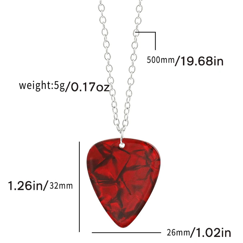 Cosplay Heart Guitar Pick Pendant Necklace Choker Halloween Accessory