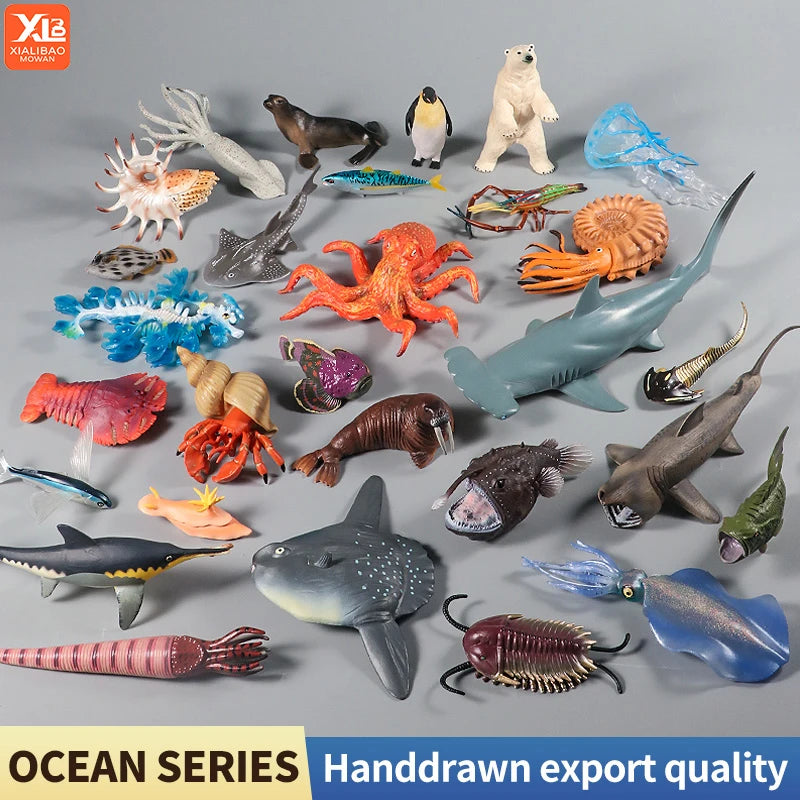 Marine Animal Action Figures Set - Whale Shark Octopus Penguin PVC Educational Toy