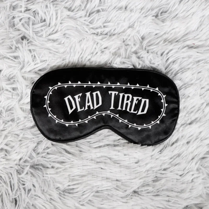 Halloween Gothic Black Satin Eye Mask with Adjustable Strap Spooky Party Accessory