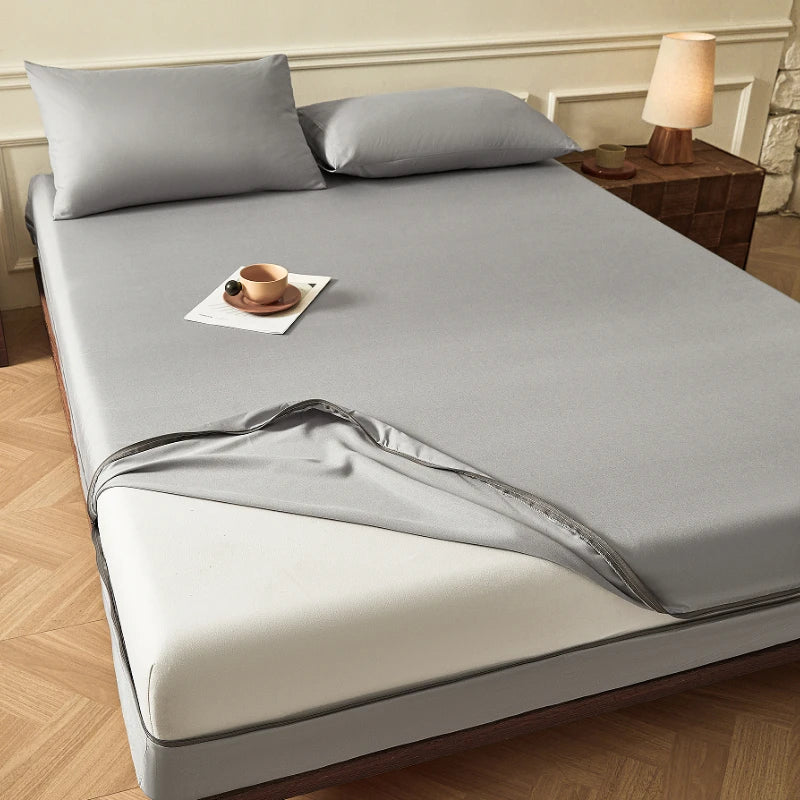 Nano Waterproof Breathable Mattress Encasement with 6-Sided Zipper - Silent Dustproof Bed Cover