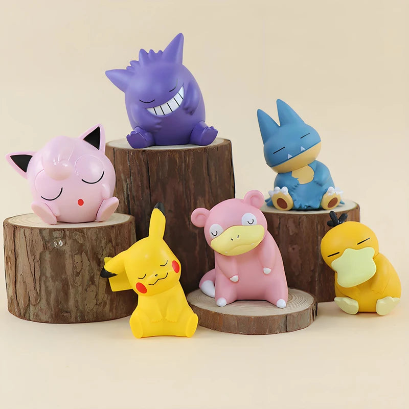 6pcs Pokemon Action Figures Set - Pikachu Psyduck Gengar Jigglypuff Slowpoke Toys