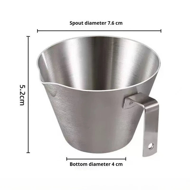 Stainless Steel Espresso Cups with Handle and V-Shaped Spout - Coffee and Dessert Measuring Cups with Scale