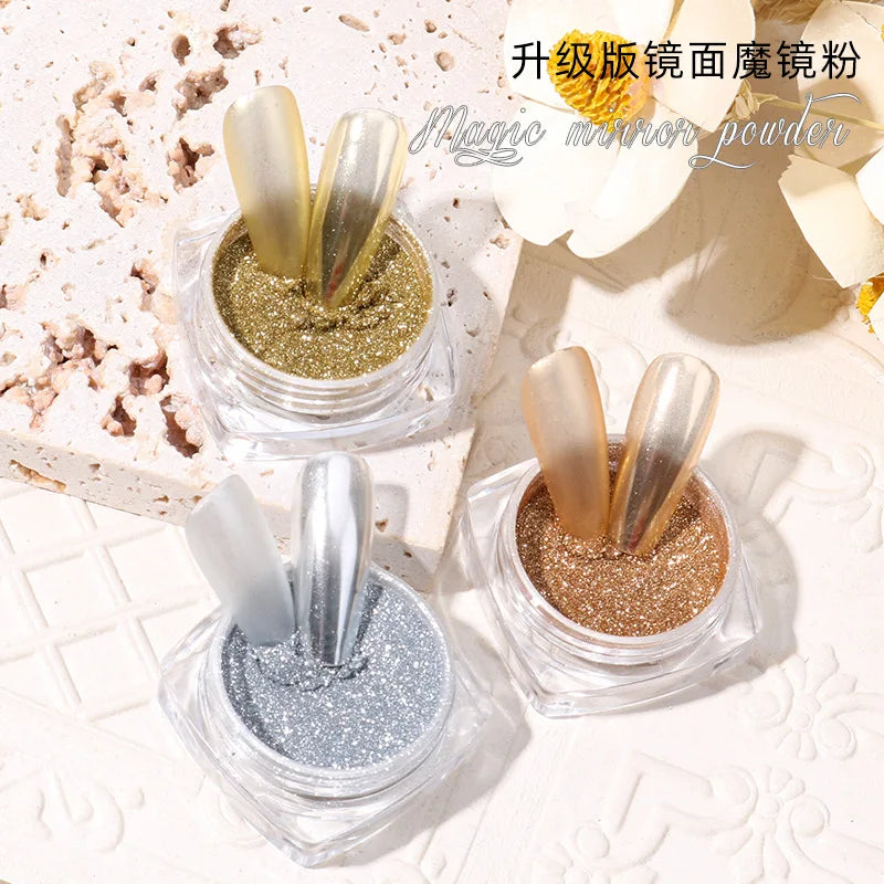Luxury Gold Mirror Powder Nail Art Glitter Set - Metallic Chrome Pigments for UV Gel Polish & Manicure