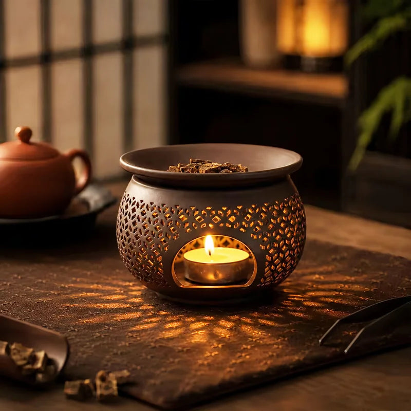 Ceramic Carved Incense Burner Aromatherapy Diffuser for Essential Oils
