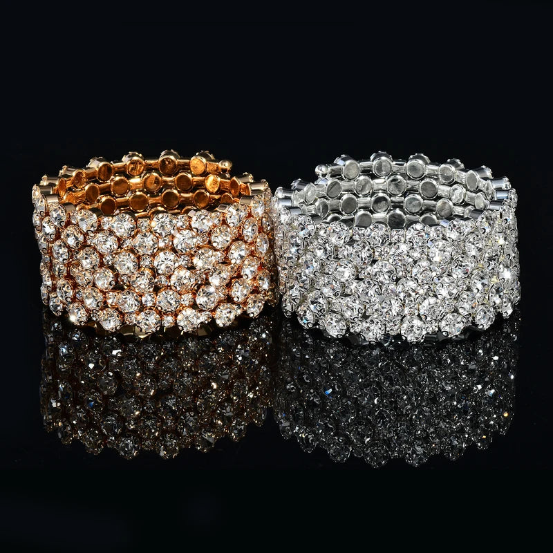 5-Layer Personalised Open Rhinestone Bracelet for Stage Wedding Jewelry