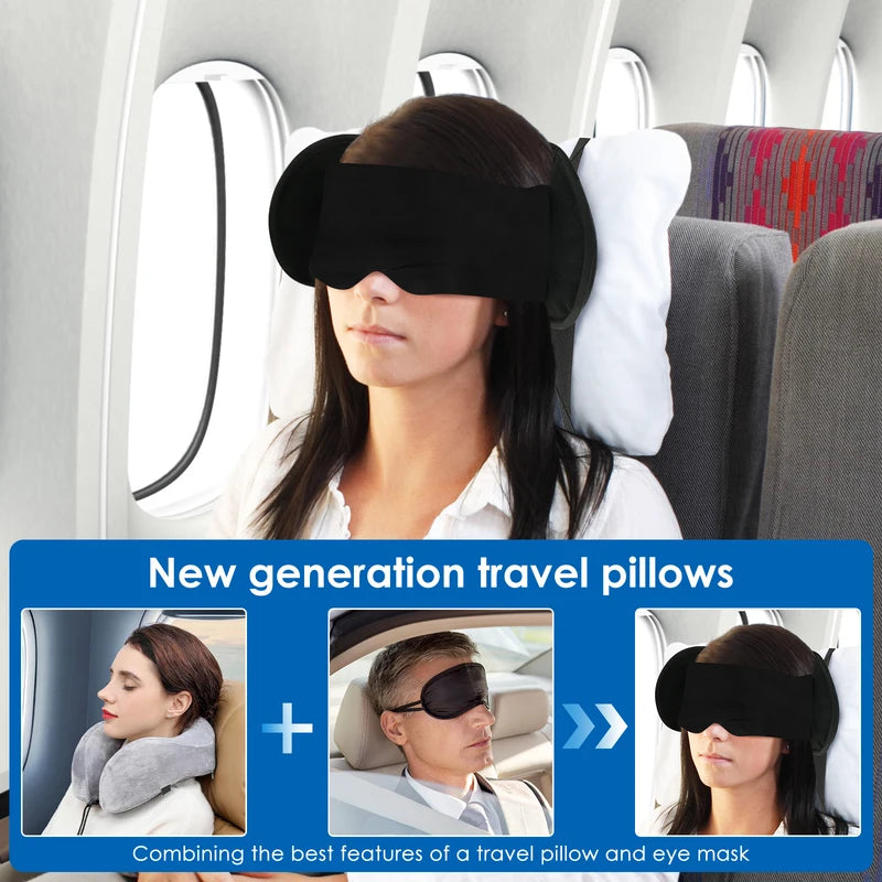 Travel Pillow with Eye Mask & Storage Bag - 360° Support Neck Rest